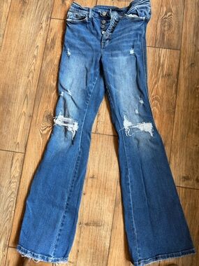 Flying Monkey Blue Distressed Flare Jeans